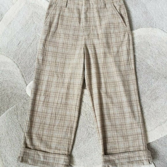 Acne Studios FW18 Beige Blue Checkered Wide-Leg Trousers - Men's 48/Medium - Picture 1 of 14